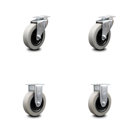 Service Caster 3 Inch Thermoplastic Wheel Top Plate Caster Swivel 2 Rigid, 2PK SCC-05S310-TPRS-2-R-2